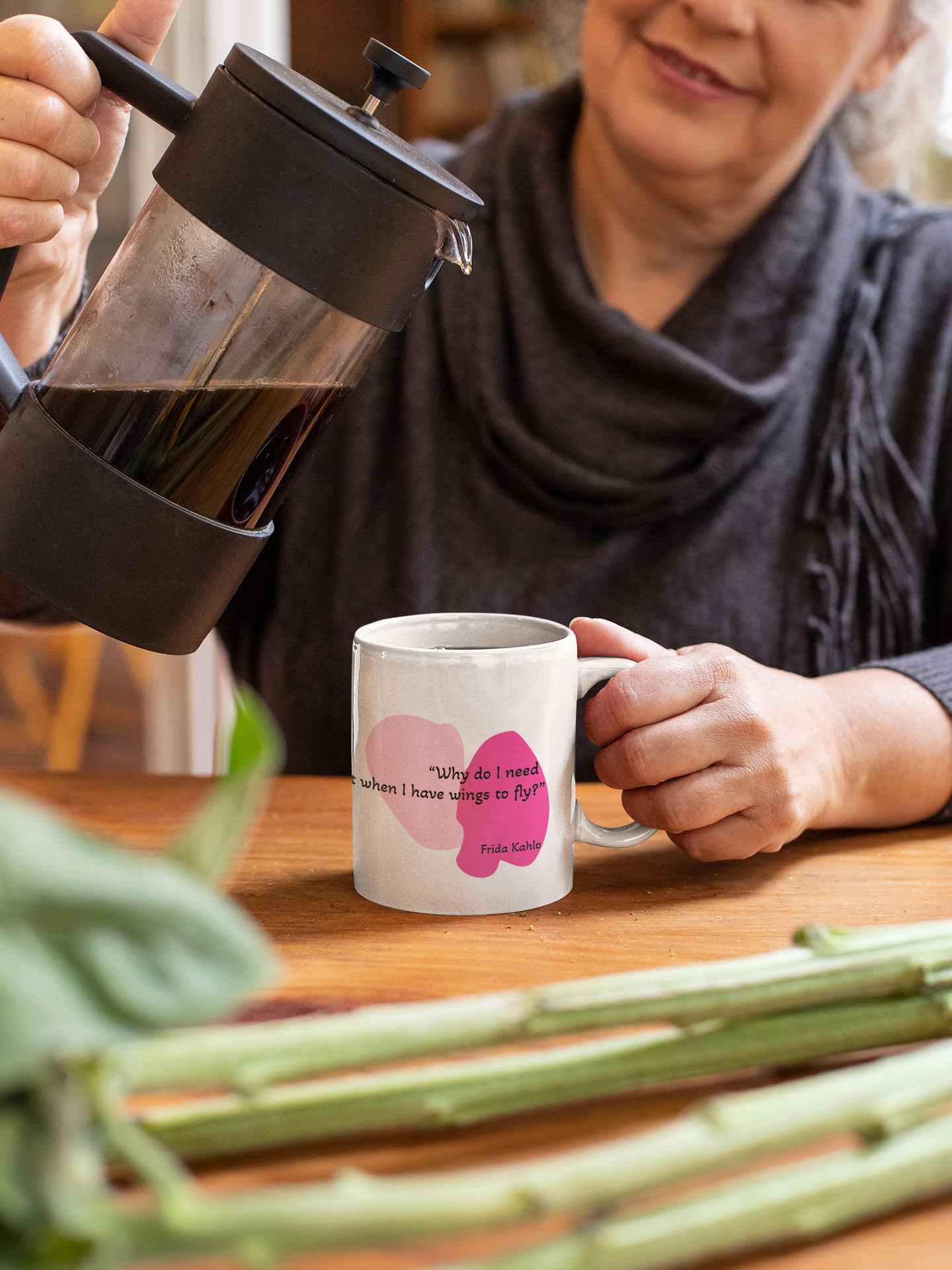 Taza con cita de Frida Kahlo