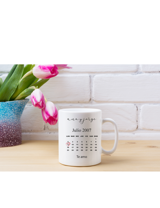 Taza personalizada con foto y calendario