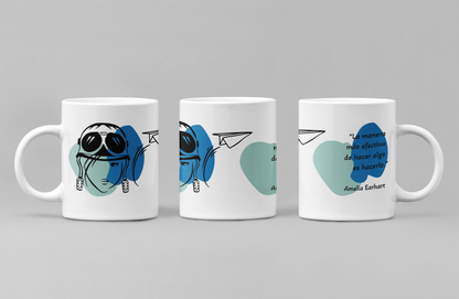 Taza con cita de Amelia Earhart