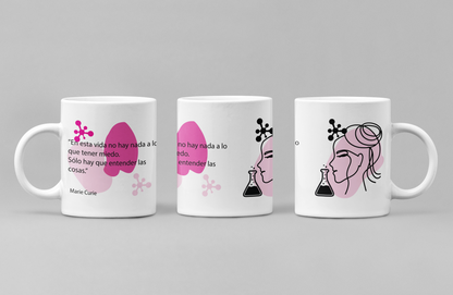 Taza con cita de Marie Curie